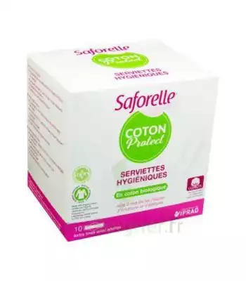 Saforelle Coton Protect Serviette Jetable Avec Ailette B/10 à Genas